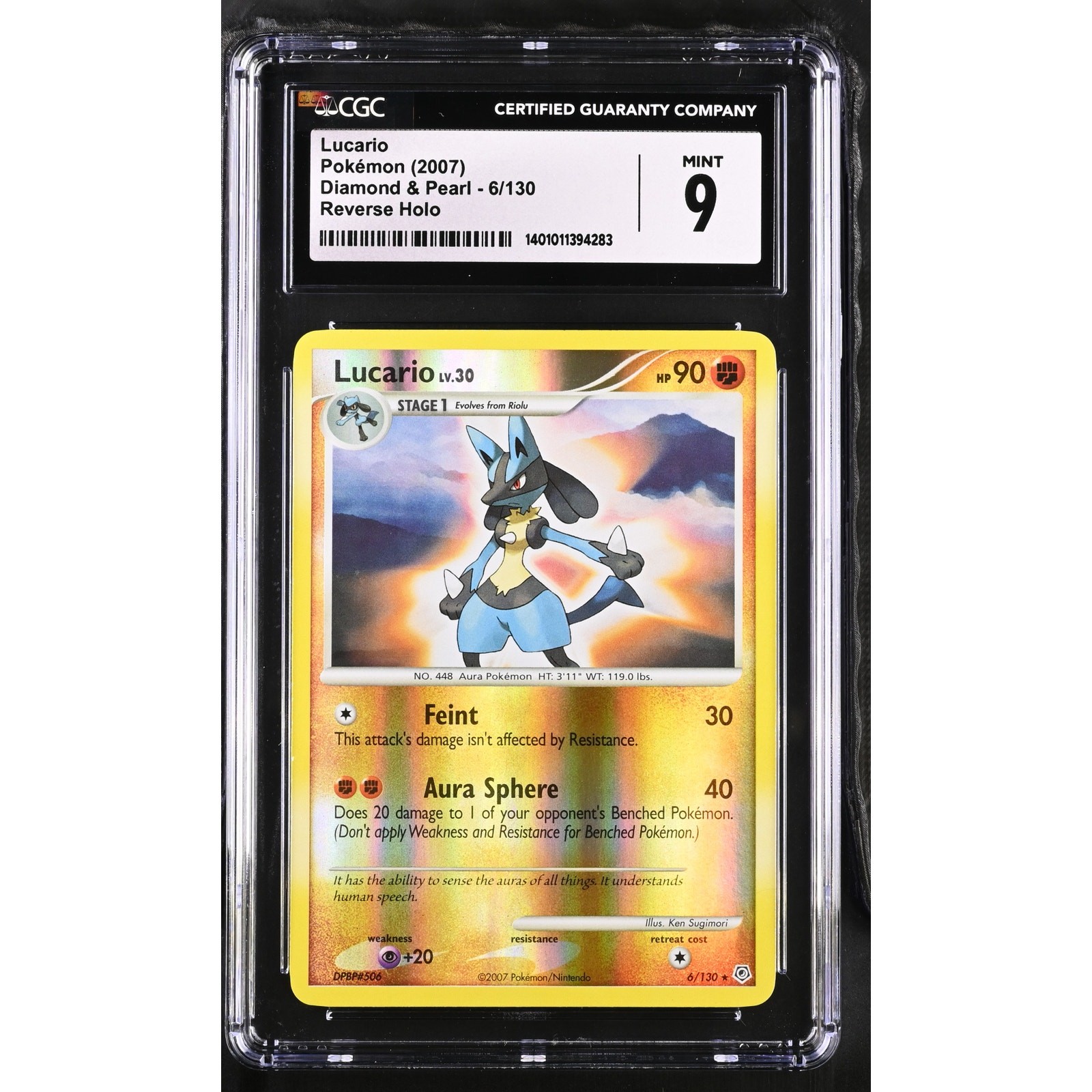 CGC 9 MINT Pokémon Lucario 6/130 Reverse Holo 2007