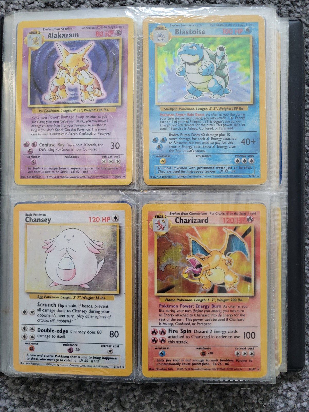 Pokemon Complete Base Set 102/102 Unlimited WOTC with vintage Folder 
