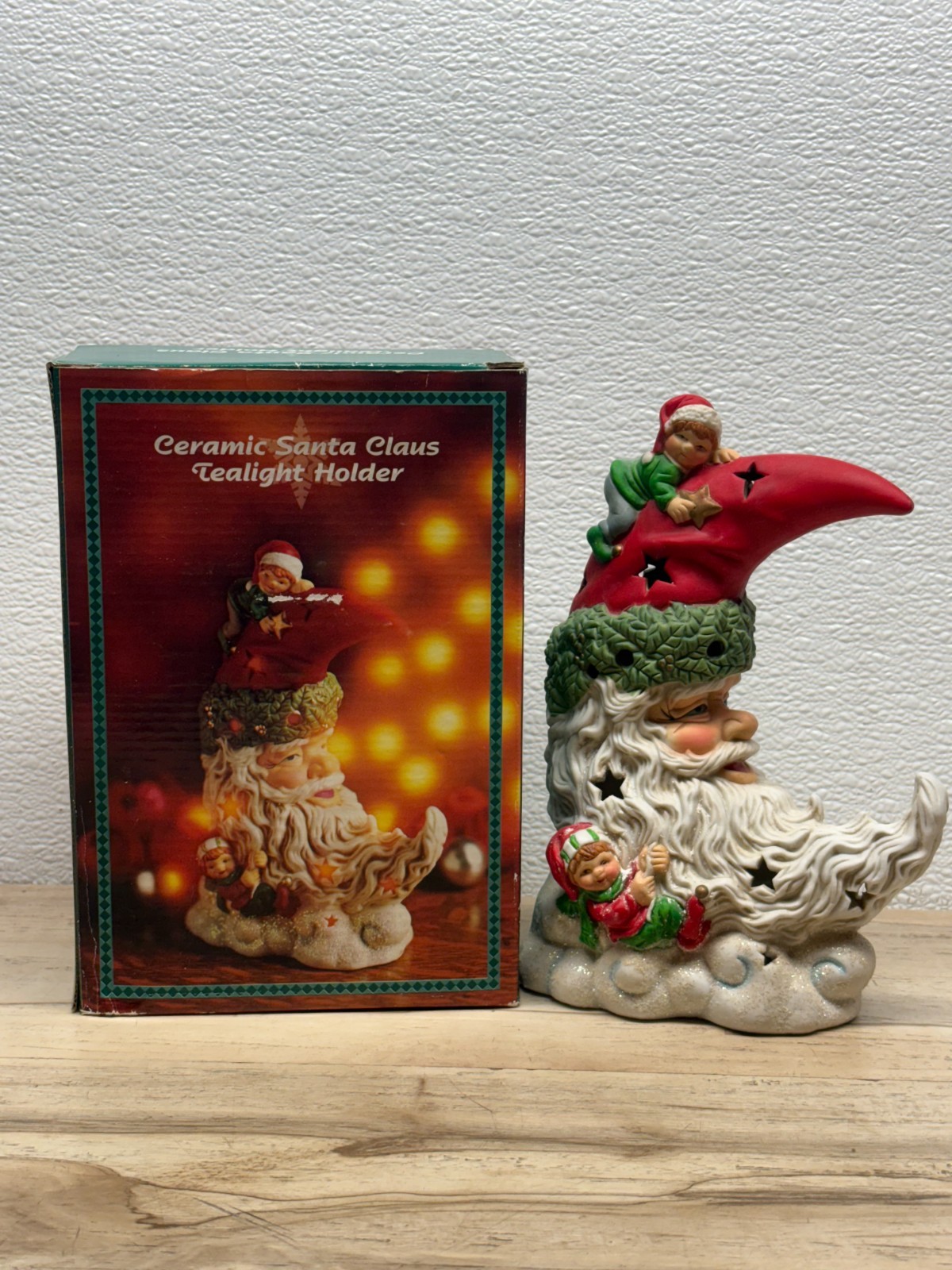 Vtg 1994 Dayton Hudson Ceramic Crescent Santa Claus Tealight Candle Holder