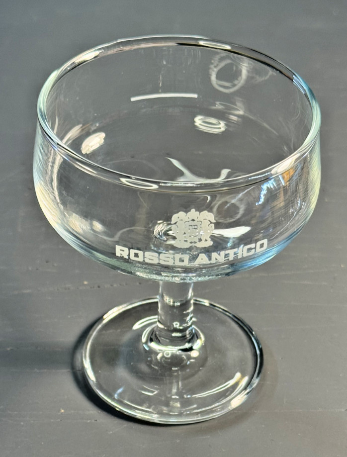 Vintage Rosso Antico Aperitif Coppa Glass w/ Original Box Italy Advertising