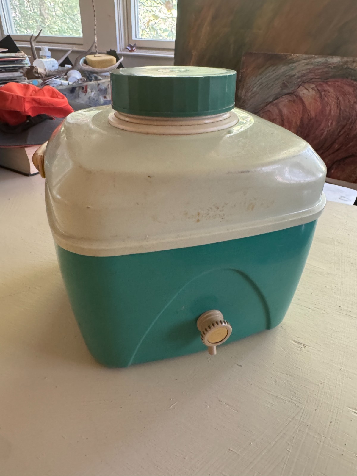 Vintage 50\'s/60\'s? Mint Green Thermos Picnic Jug Water Cooler 