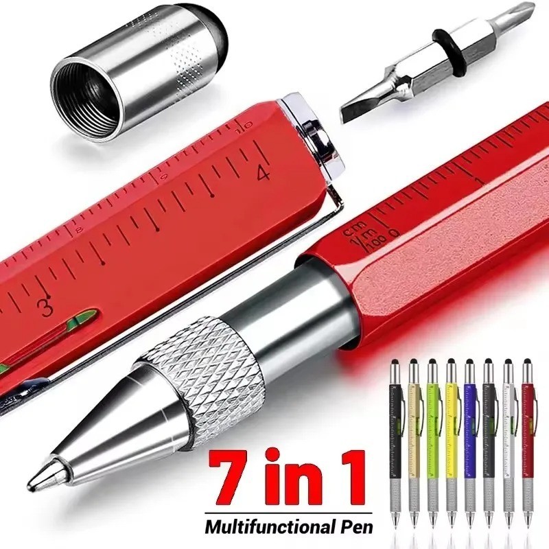 7-in-1 Multifunctional Multi-Tool Pen with Screwdriver, Ruler, Level, Stylus & B 7-in-1 Multifunctional Multi-Tool Pen with Screwdriver, Ruler, Level, Stylus & B