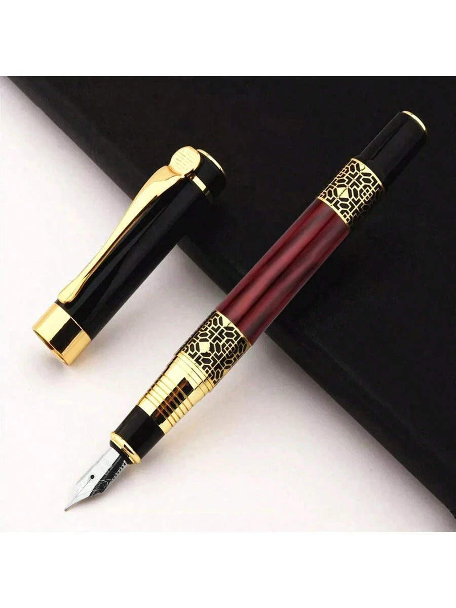 2pc Vintage Fountain Pen Set Fine Nib +100 Ink Cartridges Business Gift