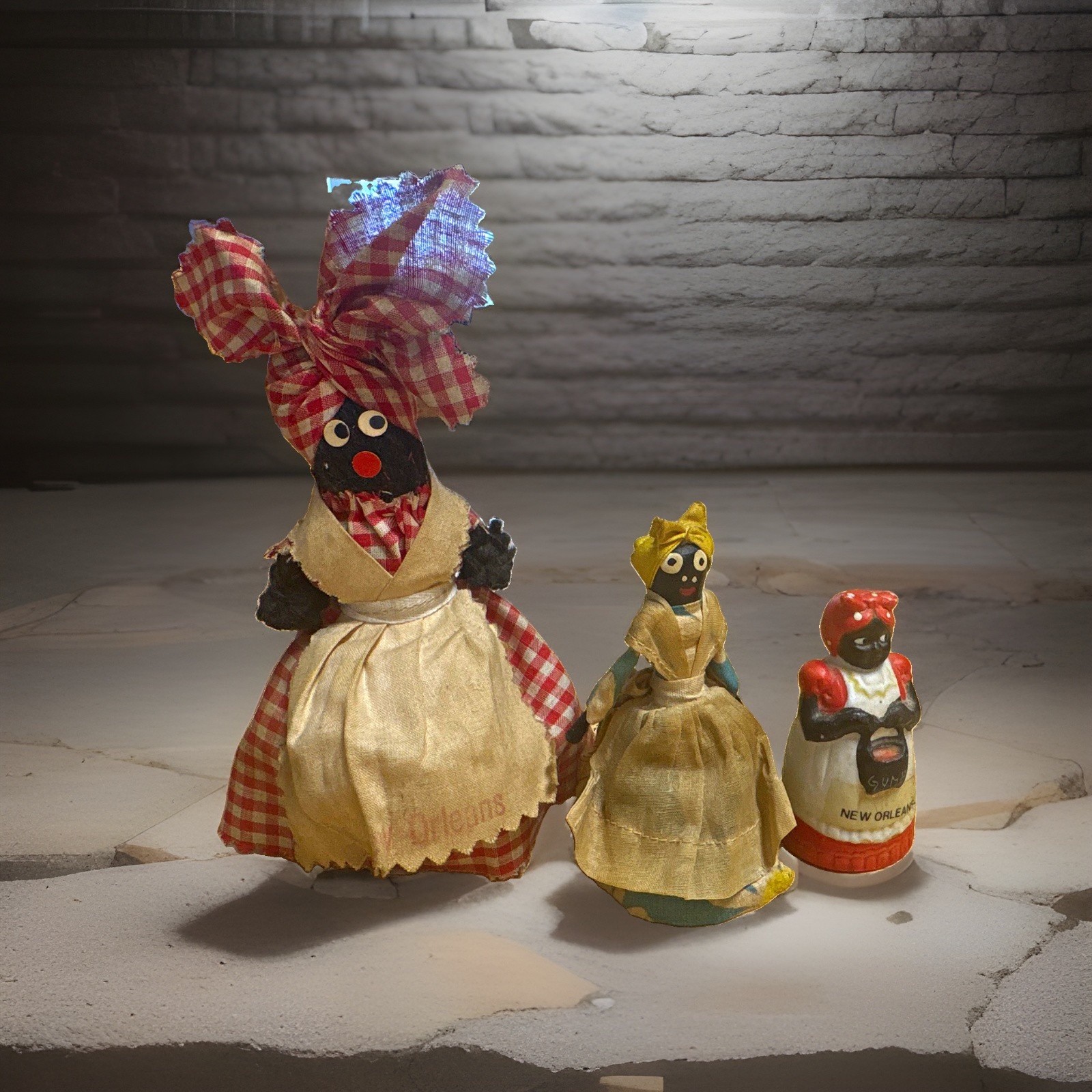 Vintage New Orleans LA Souvenir Dolls Figures Lot of 3 Cloth Gumbo Figurine Vintage New Orleans LA Souvenir Dolls Figures Lot of 3 Cloth Gumbo Figurine