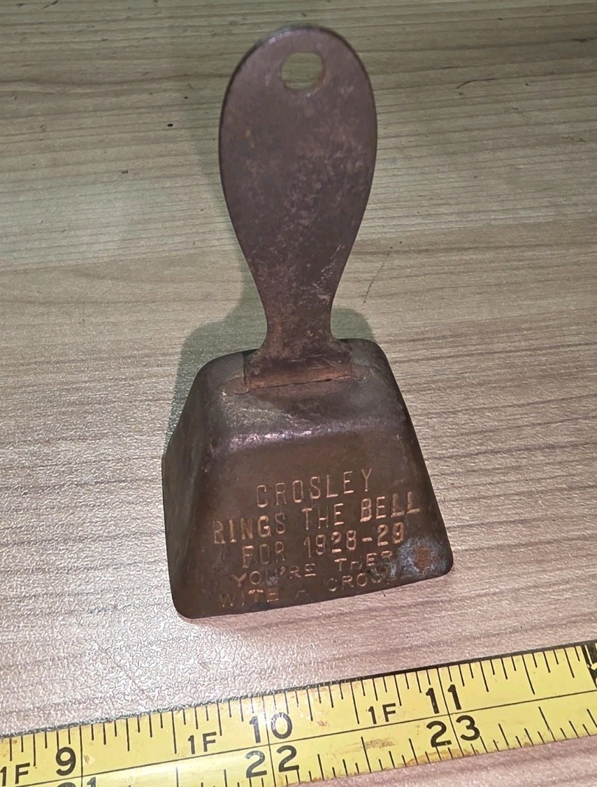 Vtg 1928-29 Crosley Radio Brand Advertising Metal Bell