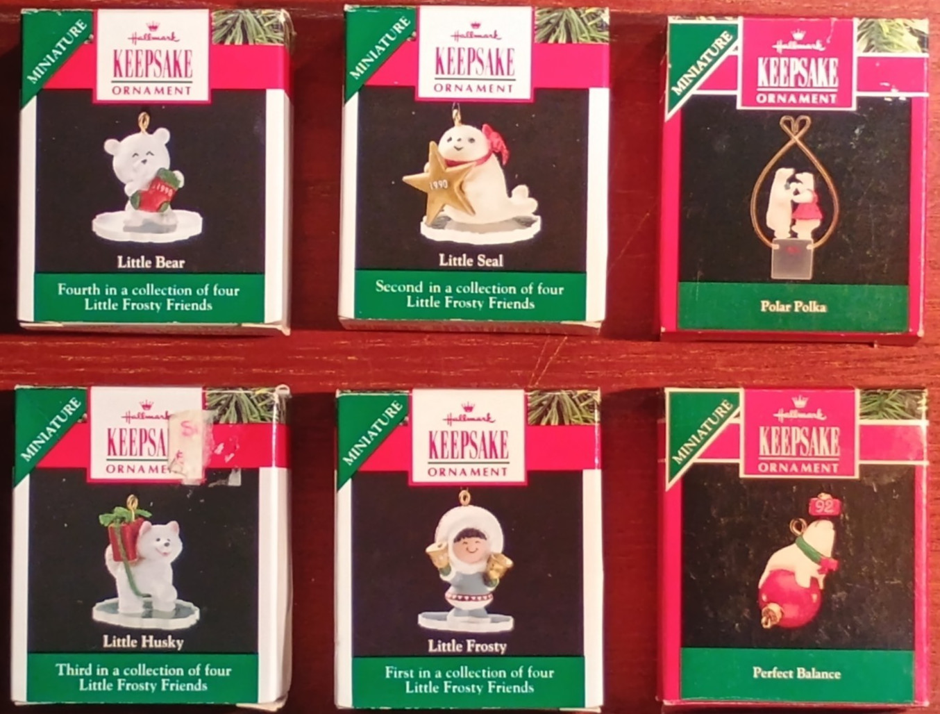 Lot of 6 Hallmark Little Frosty Friends Miniature Christmas Ornaments