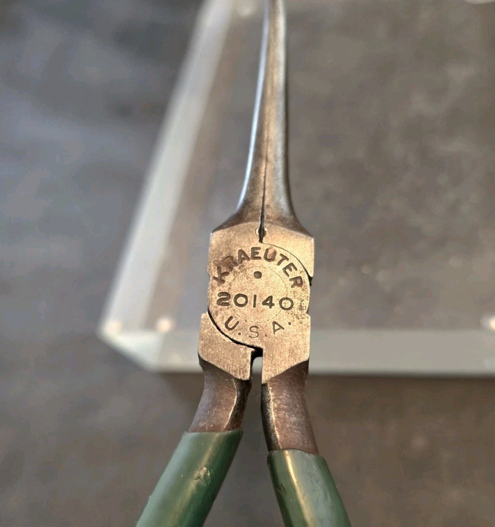 Vintage KRAEUTER USA 20140 Extra Long Needle Nose Pliers Green Handle