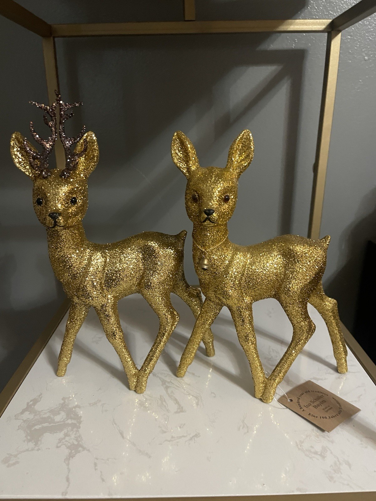 Ino Schaller Bayern Germany Christmas Gold Deer Doe Buck with Antlers NEW Ino Schaller Bayern Germany Christmas Gold Deer Doe Buck with Antlers NEW
