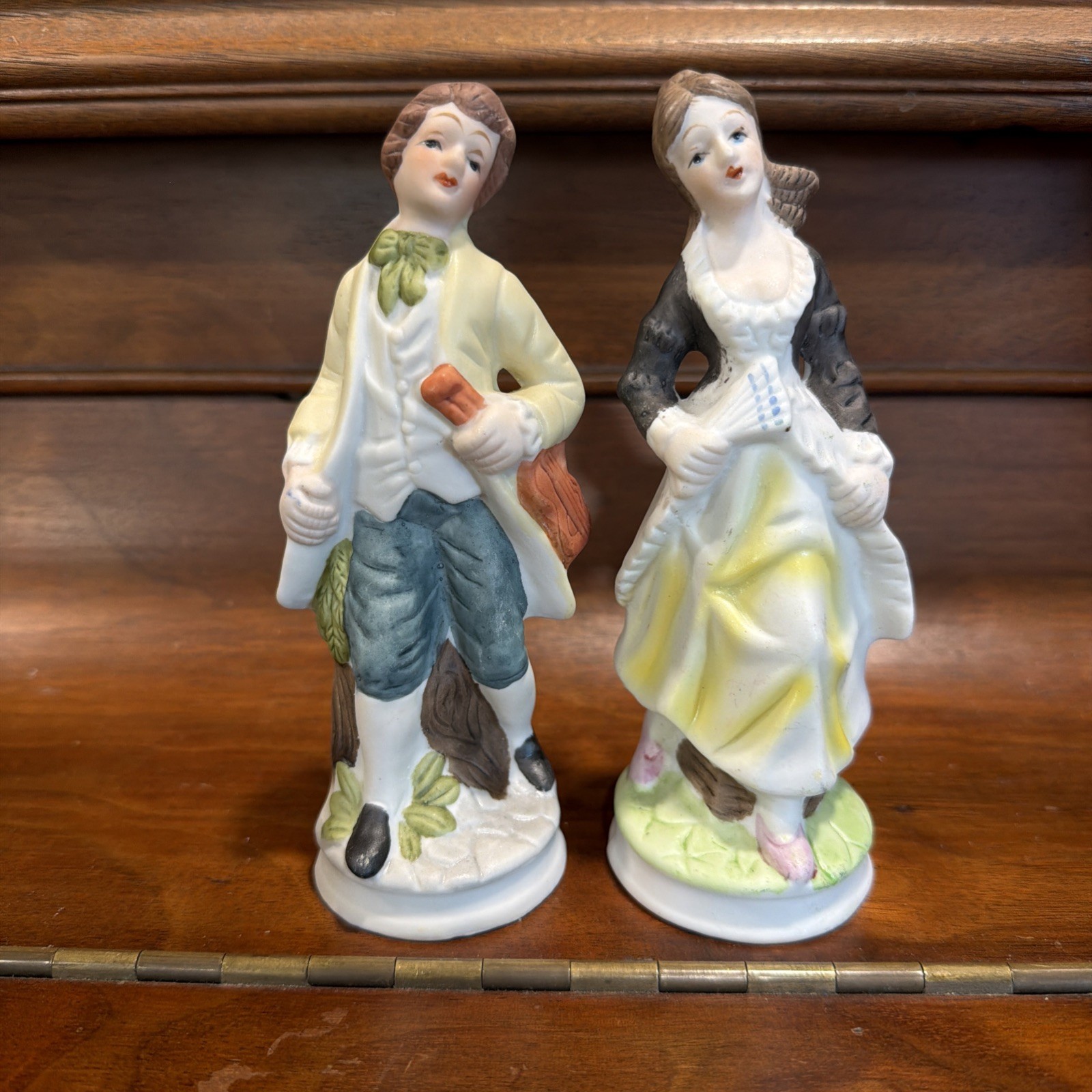 Pair of Porcelain Vintage 1980\'s hand painted Figurines 6.25 inches Tall