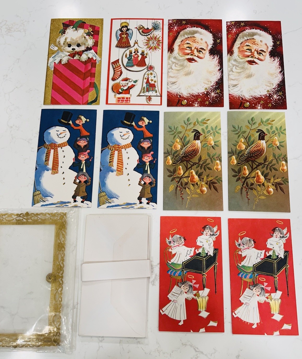 Lot 10 VTG UNUSED Christmas Cards 1960s Mid Century Santa Snowman MOD Graphics Lot 10 VTG UNUSED Christmas Cards 1960s Mid Century Santa Snowman MOD Graphics