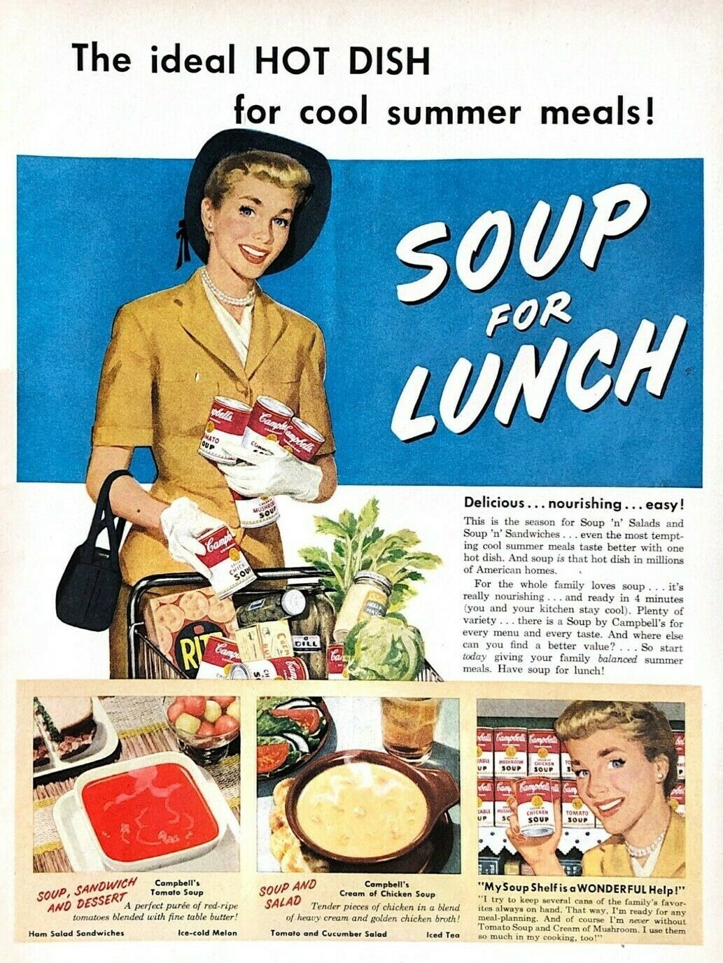 1952 Campbell's Soup  Print The Ideal Hot Dish For Cool Summer Meals