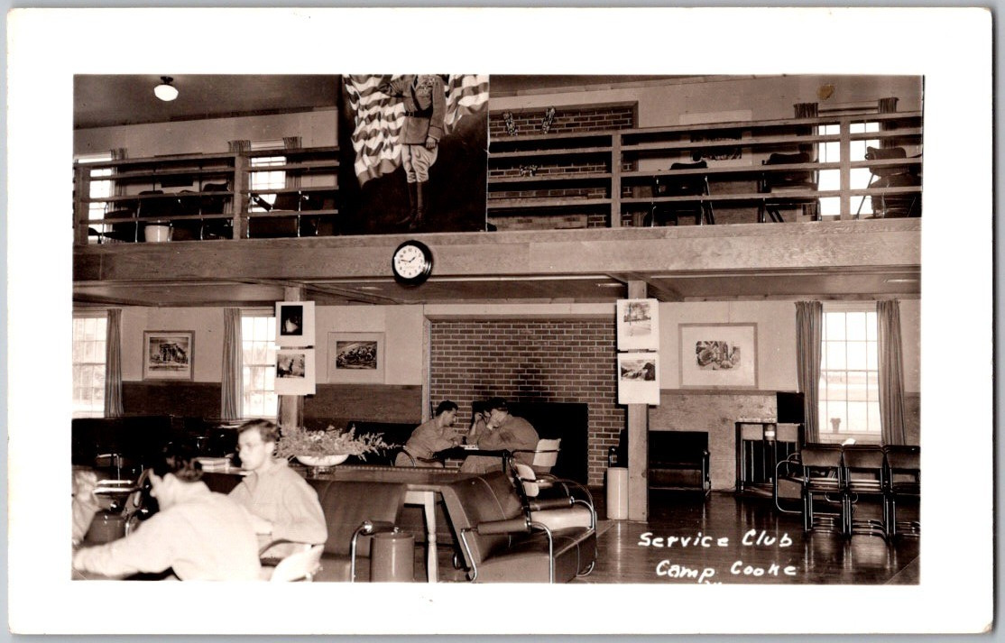 1940s RPPC Postcard Camp Cooke CA Vandenberg Air Force Base WWII Service Club
