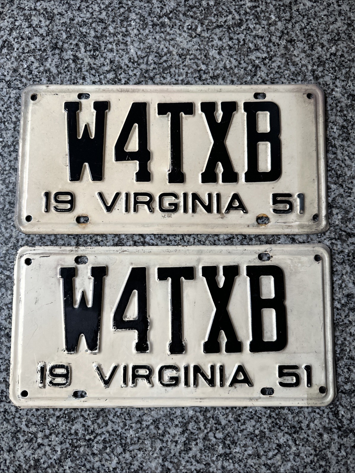 VTG Original 1951 Virginia License Plates Matched Pair Set DMV Clear