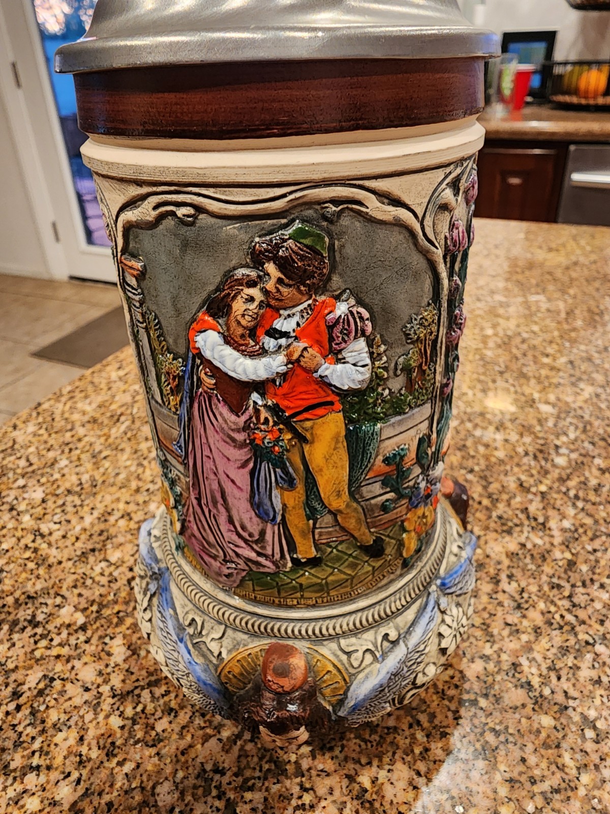 ALWE Wedding Bride and Groom Pewter Lid Figurine Beer Stein