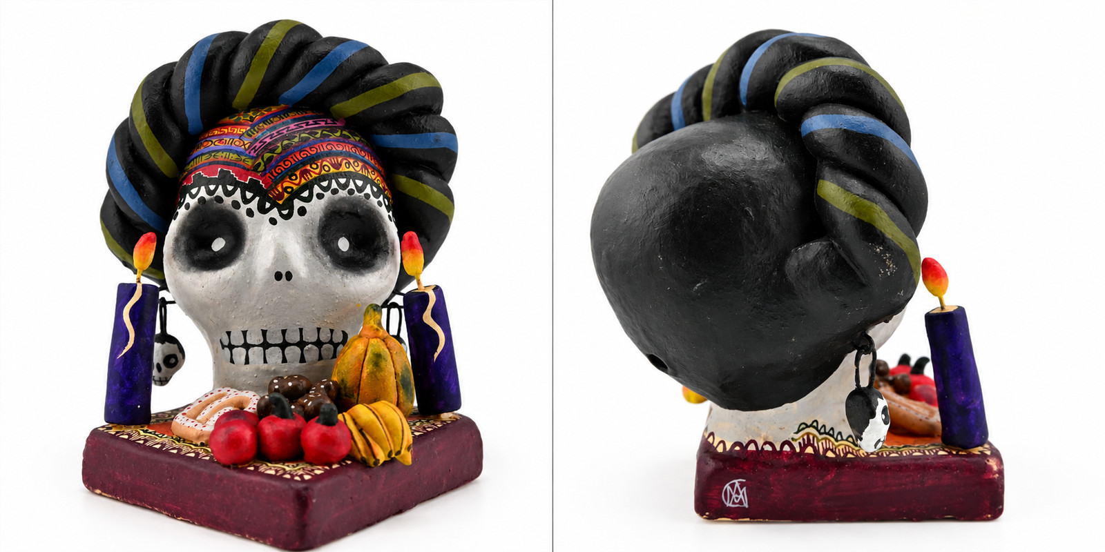 Vintage 1998 Alfonso Castillo Orta Day of the Dead Skull Folk Art Mexico