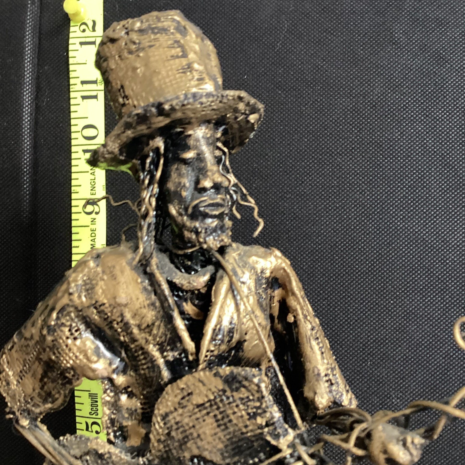 Vintage John Flavius Barbados Wire Folk Art Musician Signed 1996