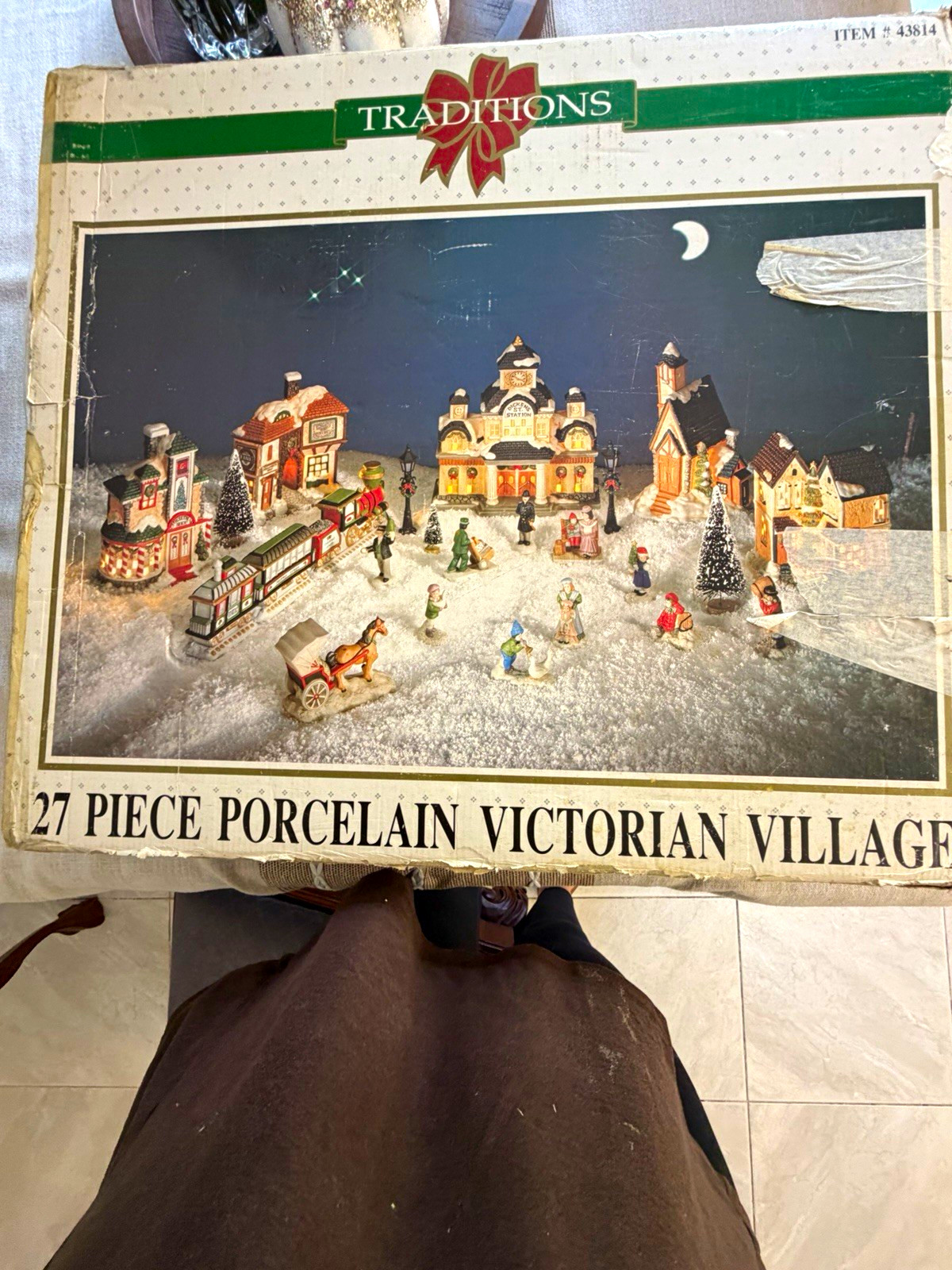 Traditions 27-Piece Porcelain Hand Painted Victorian Village Christmas Set Boxed