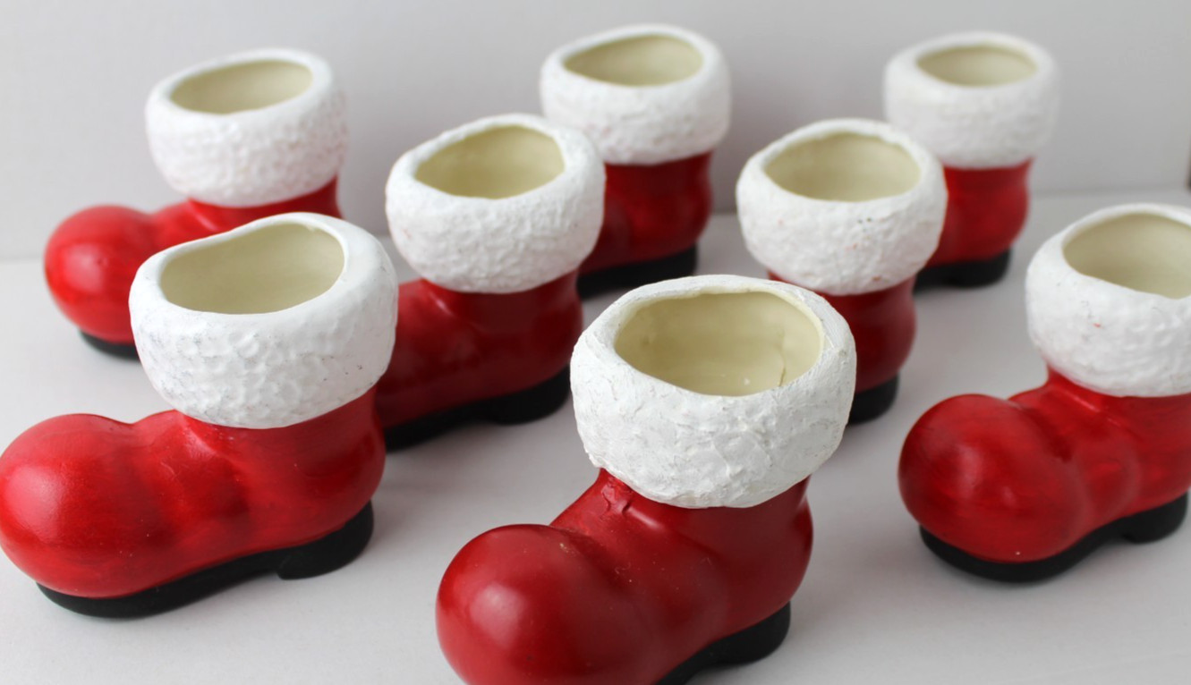 Santa Claus Vtg Boot Planter Ceramic Candy Candle Holder 3\ Santa Claus Vtg Boot Planter Ceramic Candy Candle Holder 3\