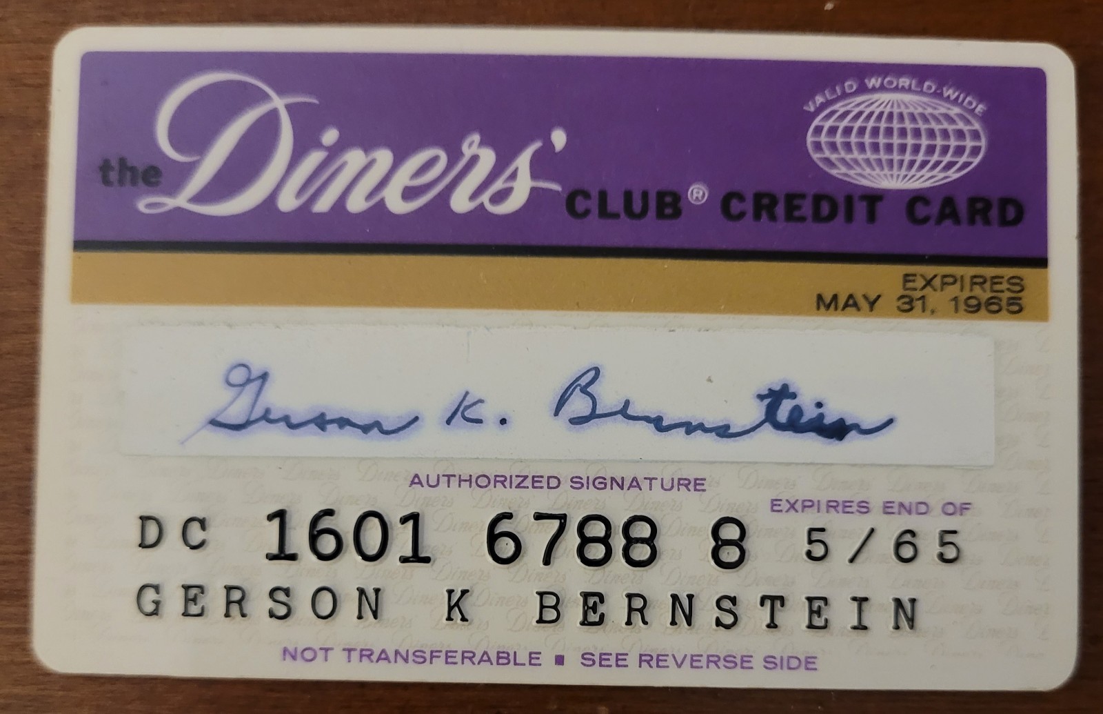 Vintage 1965 Diners Club Credit Charge Card