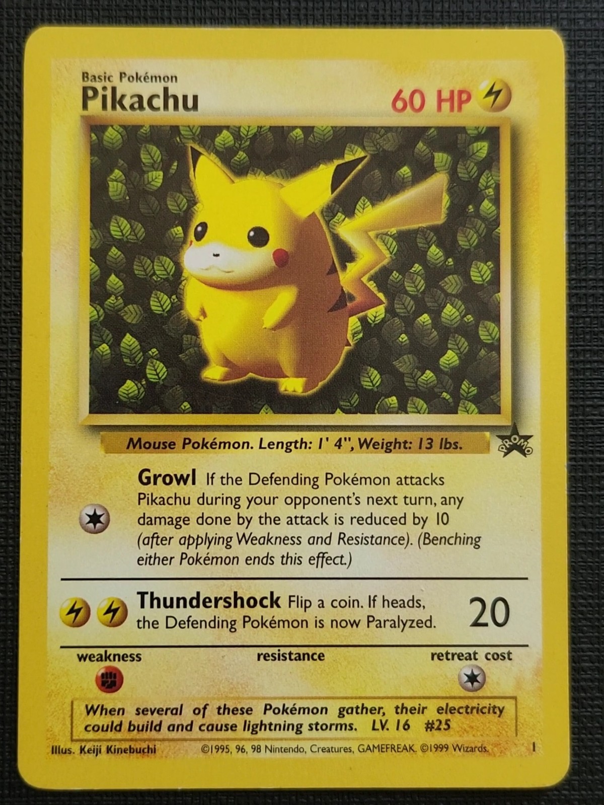 1999-2000 #1 Pokémon Pikachu Black Star Promo IVY RAW 1999-2000 #1 Pokémon Pikachu Black Star Promo IVY RAW