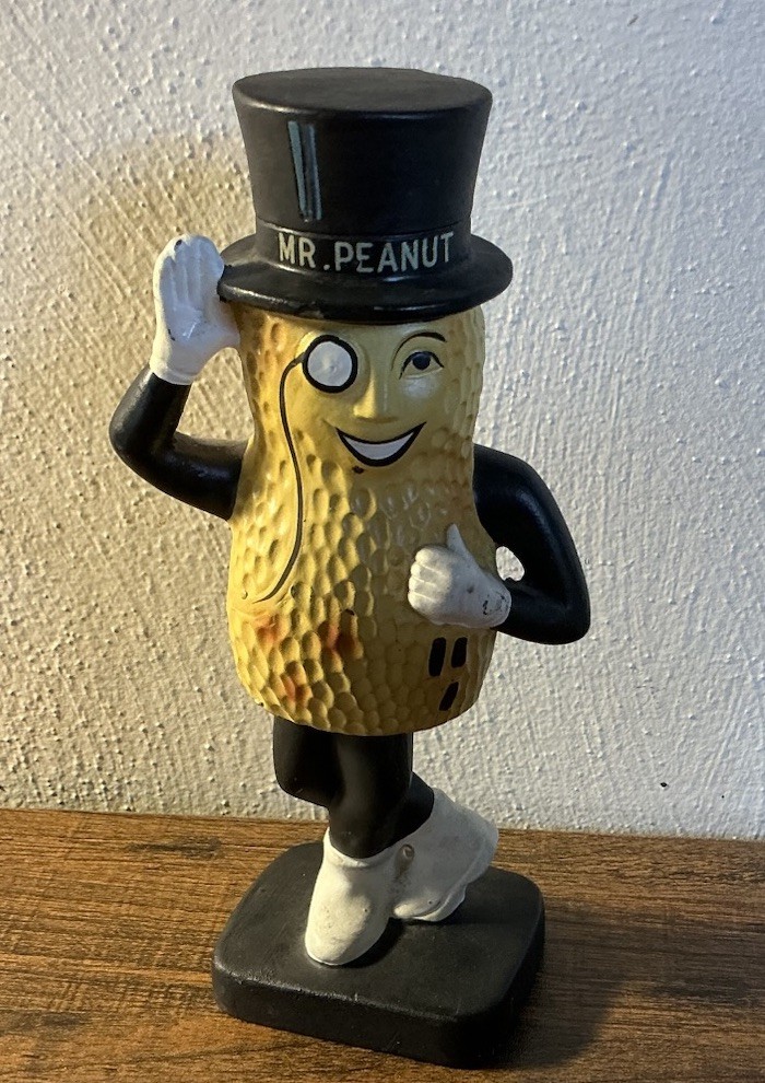 Vintage 1960’s MR. PEANUT Advertising Nodder/Bobblehead, 7” Tall, NM