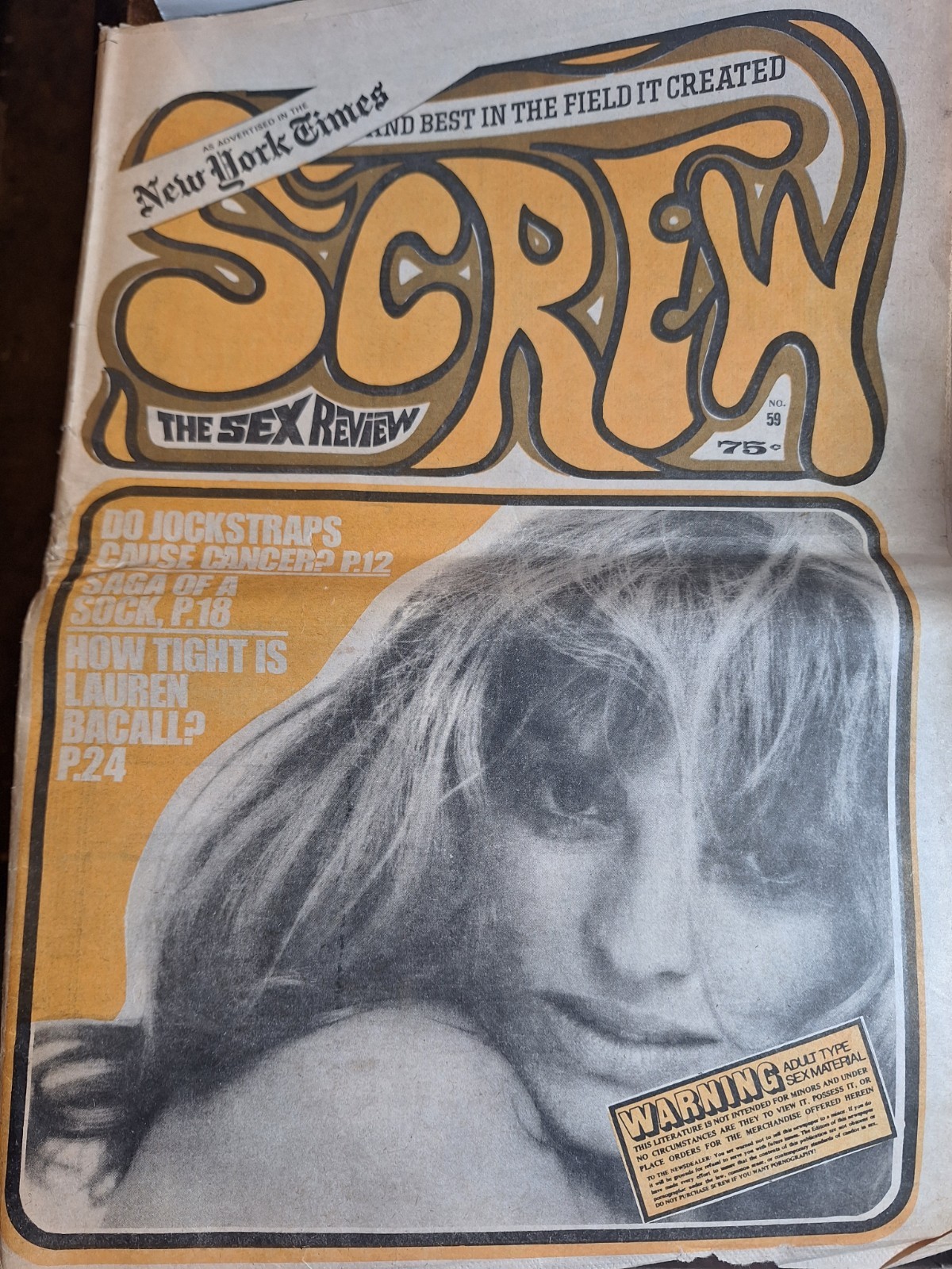 Screw Newspaper No #59 (1970) Vintage NYC Underground Erotica