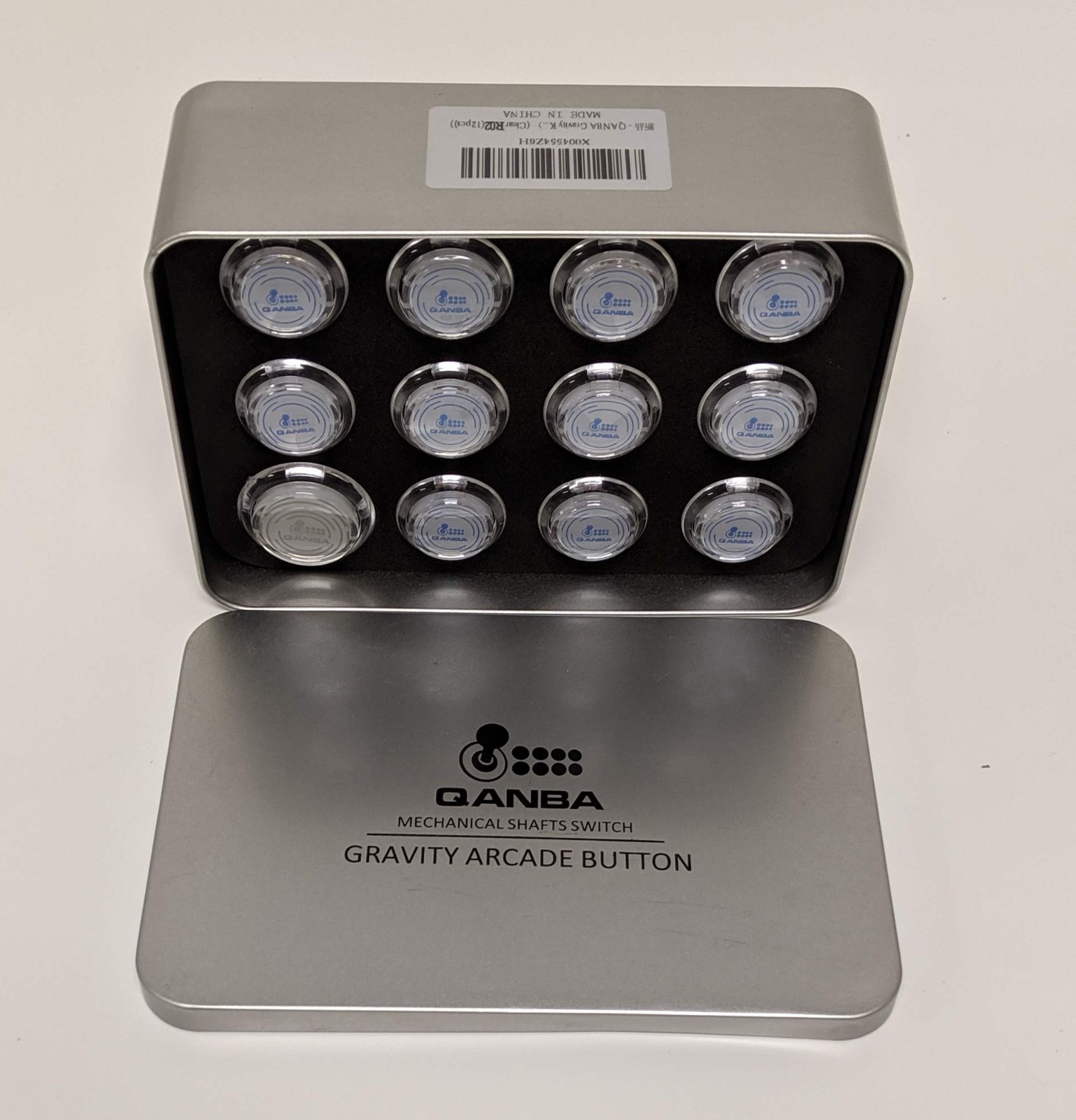 QANBA Gravity KS 24mm Silent Arcade Push Buttons Clear R02 12-Pack