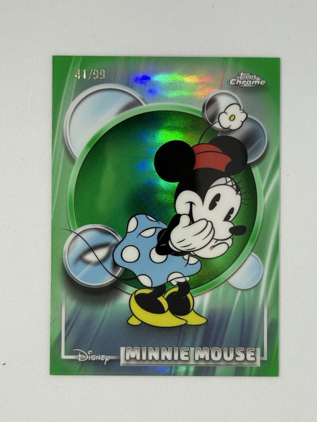 2026 Topps Chrome Disney Minnie Mouse #51 TRUE GREEN Refractor /99