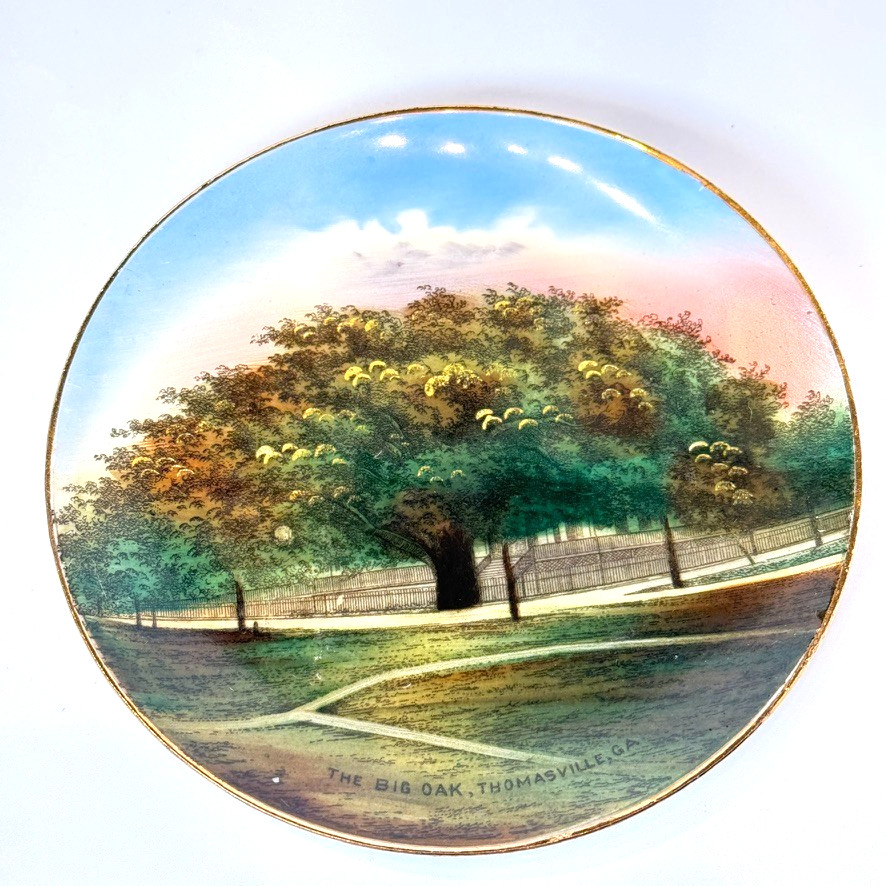 THOMASVILLE Big Oak GA GEORGIA Antique Souvenir China TRINKET DISH PLATE THOMASVILLE Big Oak GA GEORGIA Antique Souvenir China TRINKET DISH PLATE