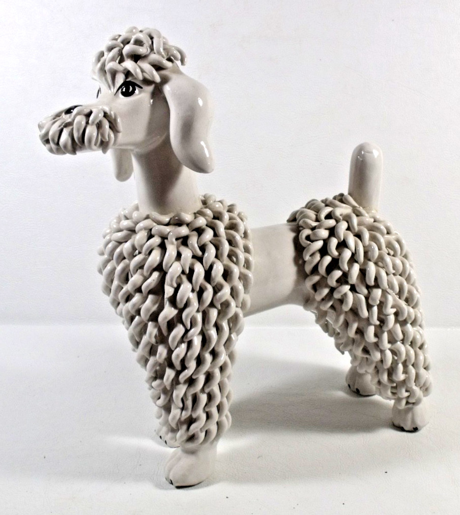 Vintage Mid Century Italian Wide Noodle Spaghetti Standing Poodle Dog Figurine