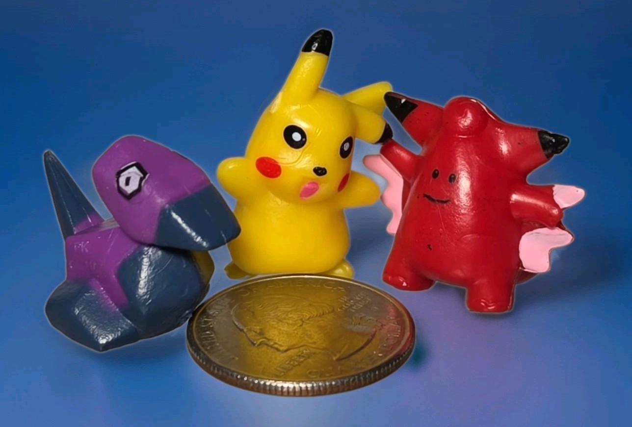 Lot Of 3 Miniature Pokemon Figures Porygon Pikachu & Clefable