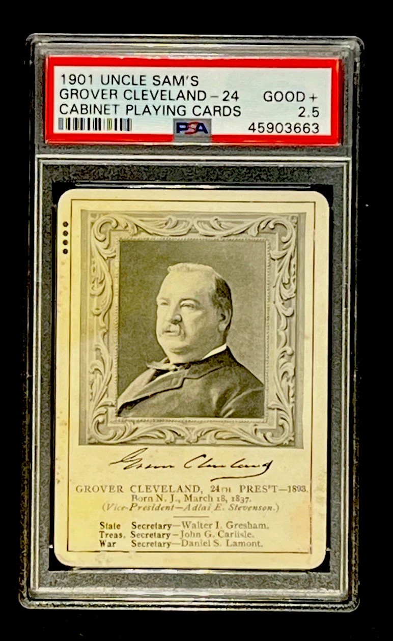 1901 Uncle Sam’s Cabinet Playing Cards Grover Cleveland PSA 2.5 GD+ Low Pop 1901 Uncle Sam’s Cabinet Playing Cards Grover Cleveland PSA 2.5 GD+ Low Pop