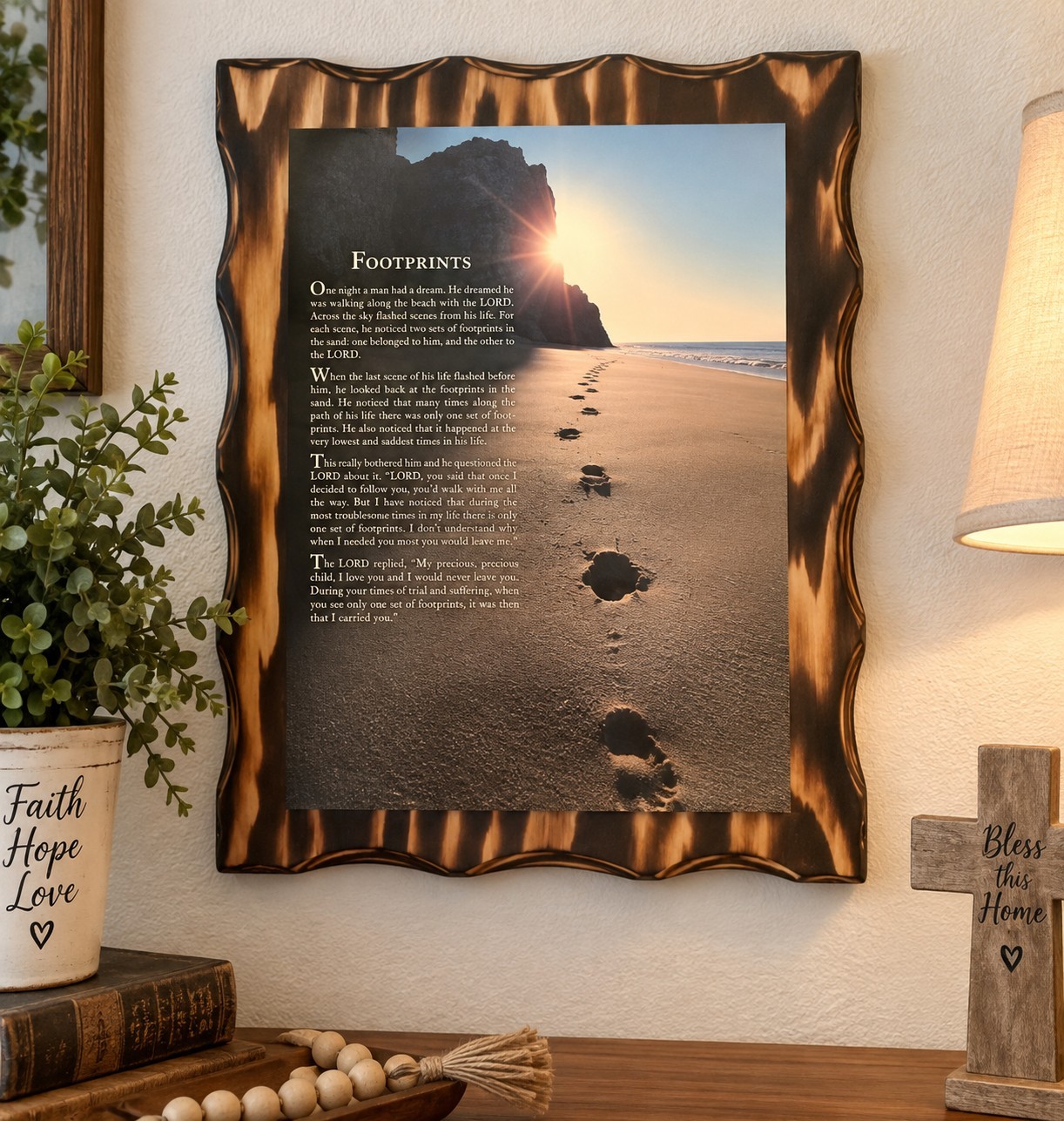 Vintage Birds Picture Factory Footprints in the Sand Christian Wood Wall Plaque Vintage Birds Picture Factory Footprints in the Sand Christian Wood Wall Plaque