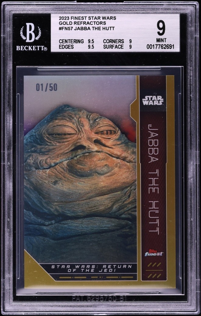 2023 Finest Star Wars Gold Refractor Jabba The Hutt #FN-57 BGS 9 #1/50