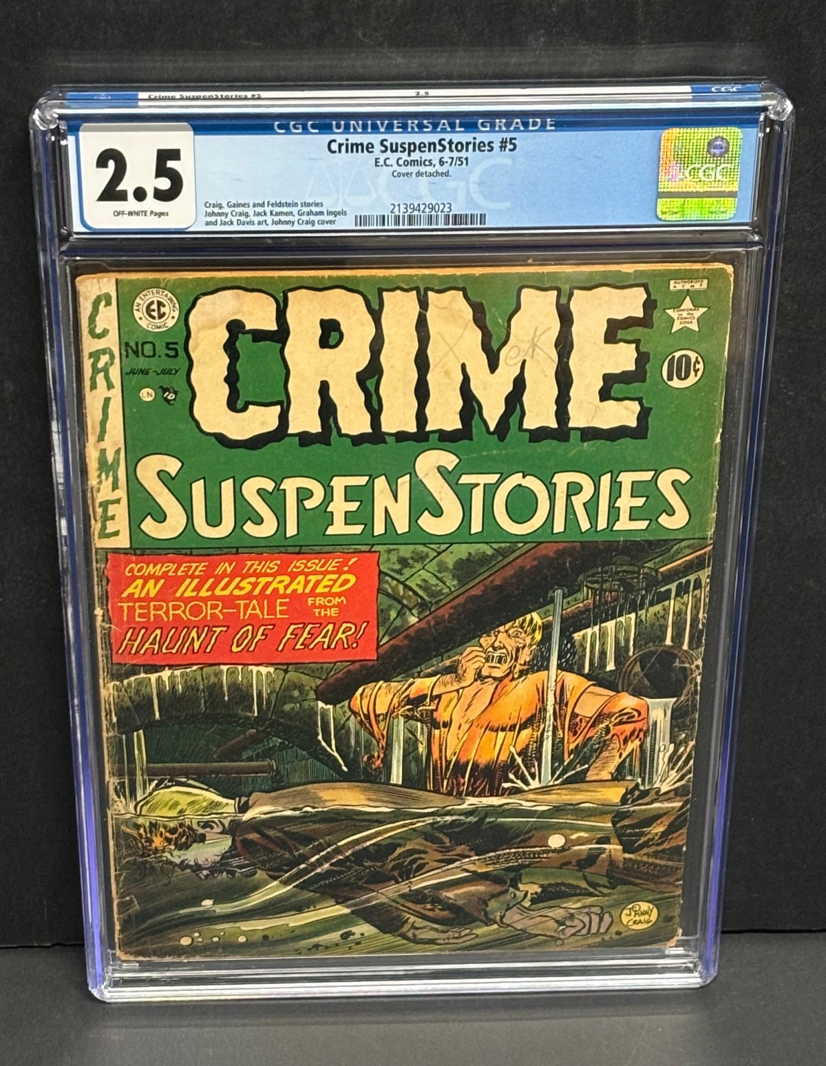 Crime SuspenStories #5 CGC 2.5 Johnny Craig Cover EC Comics Pre-Code Horror 1951