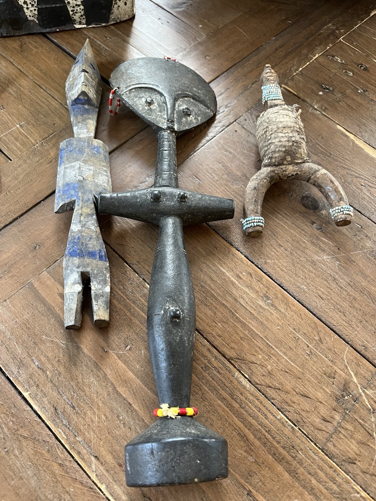 african hand carved wood statues-set of three