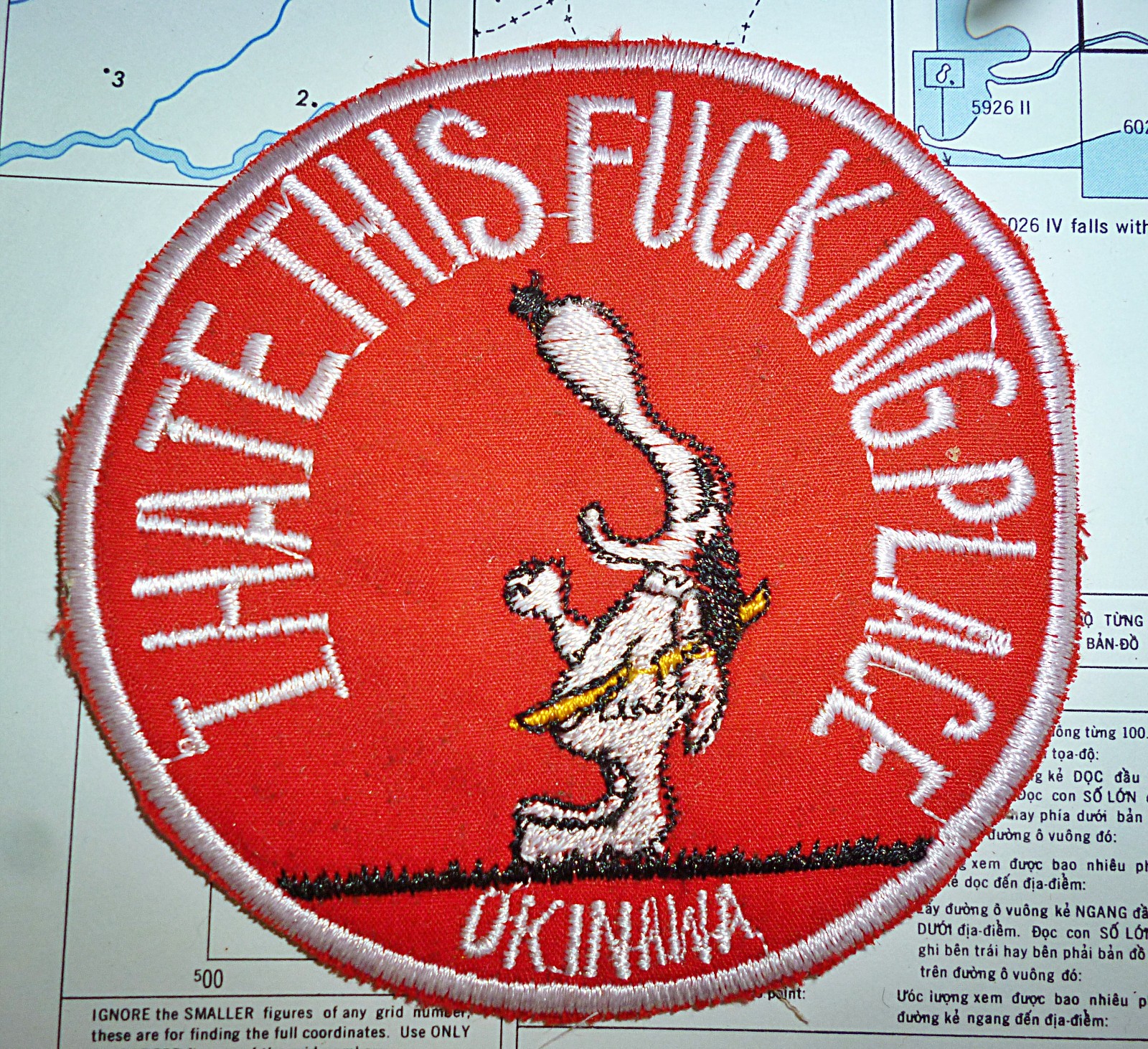 Patch - SNOOPY HATES OKINAWA - RnR JAPAN - USAF - Vietnam War
