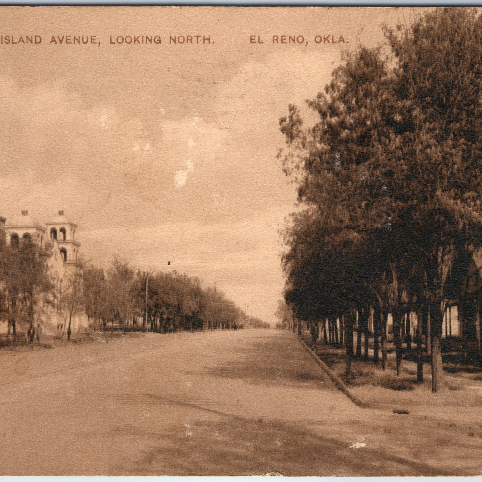 c1910s El Reno, OK Postcard South Rock Island Avenue Looking North Tree Road c1910s El Reno, OK Postcard South Rock Island Avenue Looking North Tree Road
