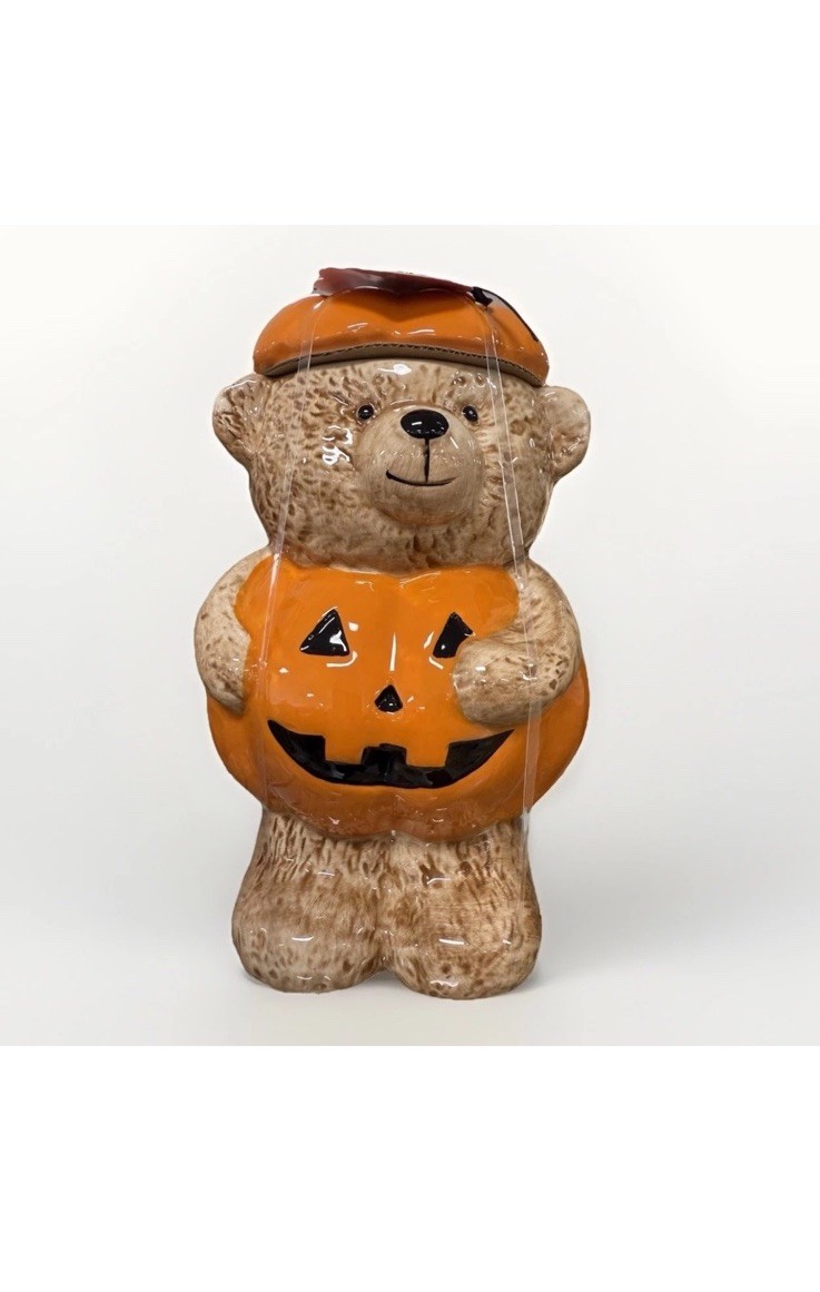 New Halloween Creepy Critters Pumpkin Teddy Bear Cookie Jar 10