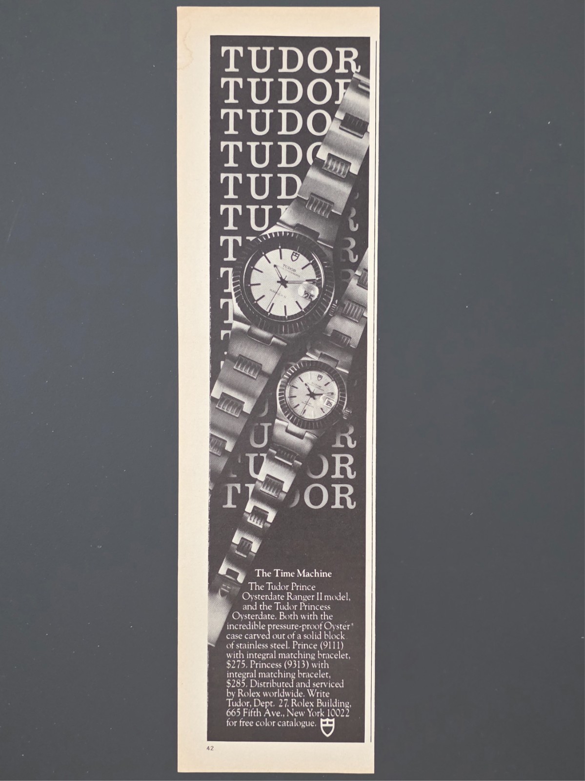 1977 PRINT AD Tudor Prince Ranger II & Princess Oysterdate 