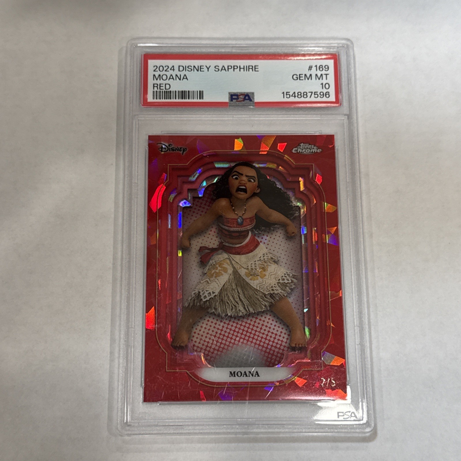 2024 Topps Disney Sapphire Red Refractor Moana 2/5 PSA 10