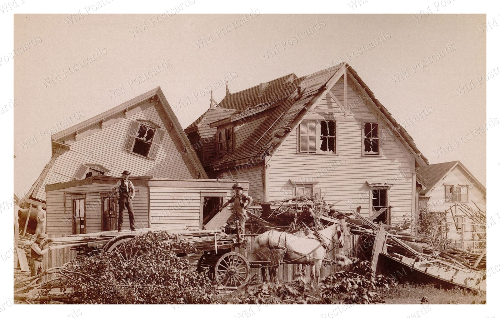 Lawrence Massachusetts 1890 Houses Wagon Lumber Standard Postcard