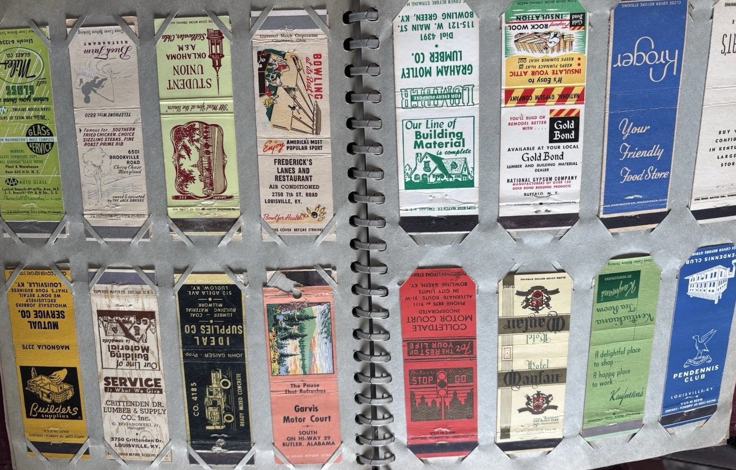 Vintage Lot 200+ Matchbook Covers Album 1950s USA Location No Matches 2 Pinups Vintage Lot 200+ Matchbook Covers Album 1950s USA Location No Matches 2 Pinups