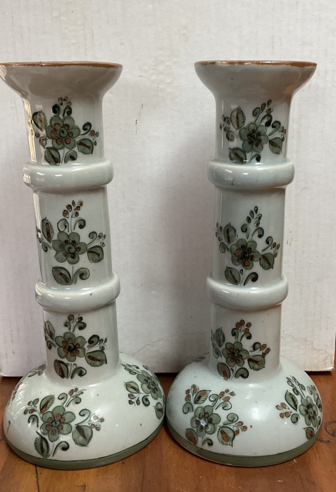 Pair Vintage Ken Edwards El Palomar Tonala Pottery Candlesticks Signed 11.5\