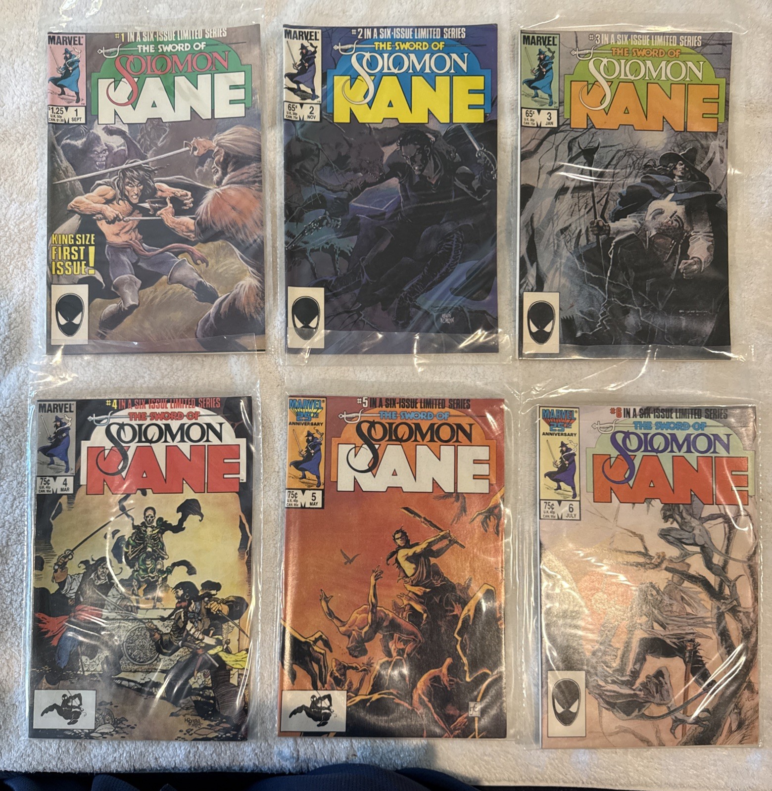 SOLOMON KANE (1985) 6 ISSUE COMPLETE SET #1-6 MARVEL COMICS SOLOMON KANE (1985) 6 ISSUE COMPLETE SET #1-6 MARVEL COMICS