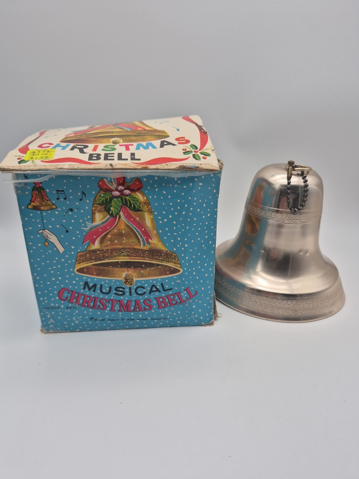 Vintage Musical Christmas Bell Japan Pull String Plays Jingle Bells Works