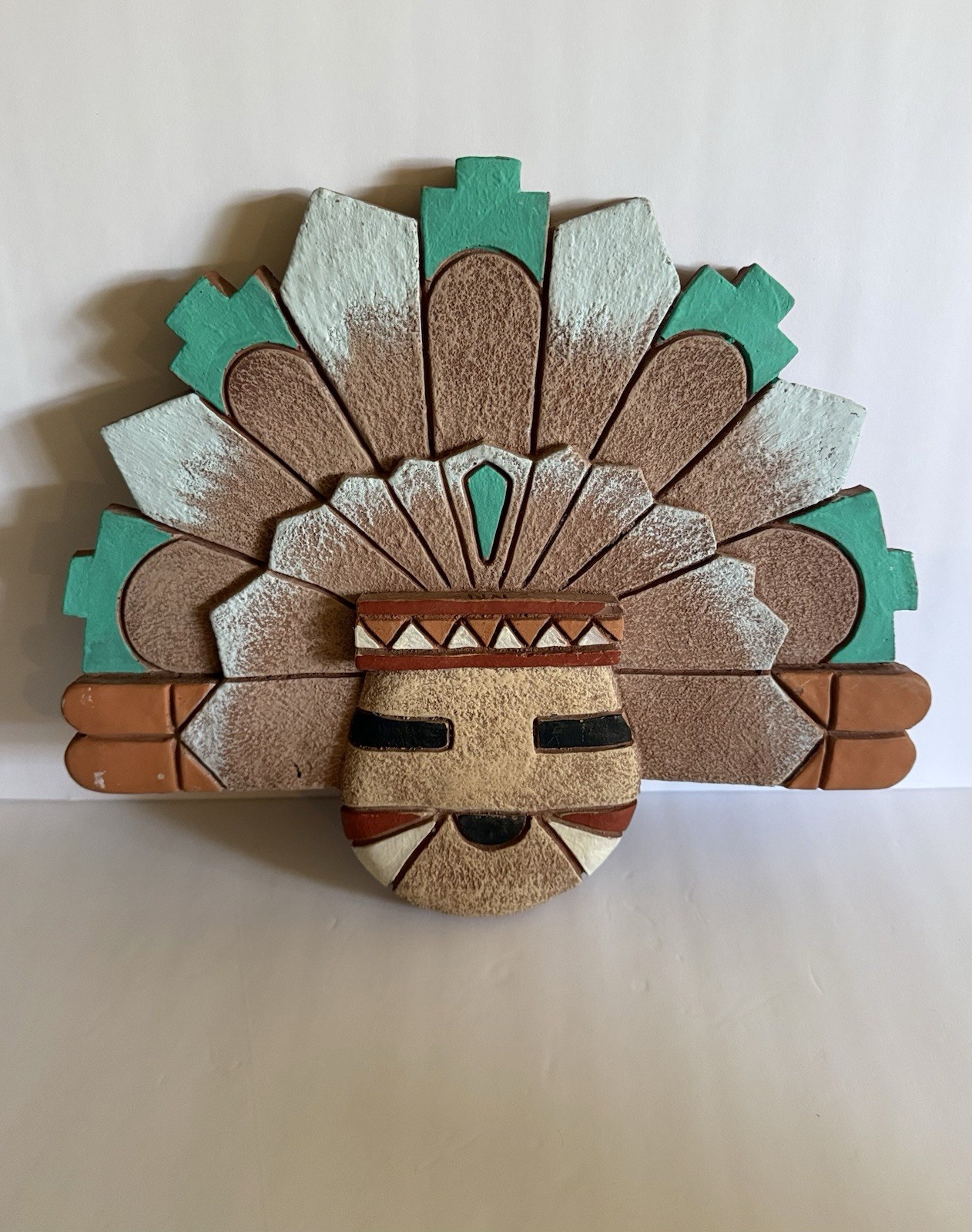 Southwestern Hopi Sunface Kachina Wall Art Native Headdress Tribal Vtg Southwestern Hopi Sunface Kachina Wall Art Native Headdress Tribal Vtg