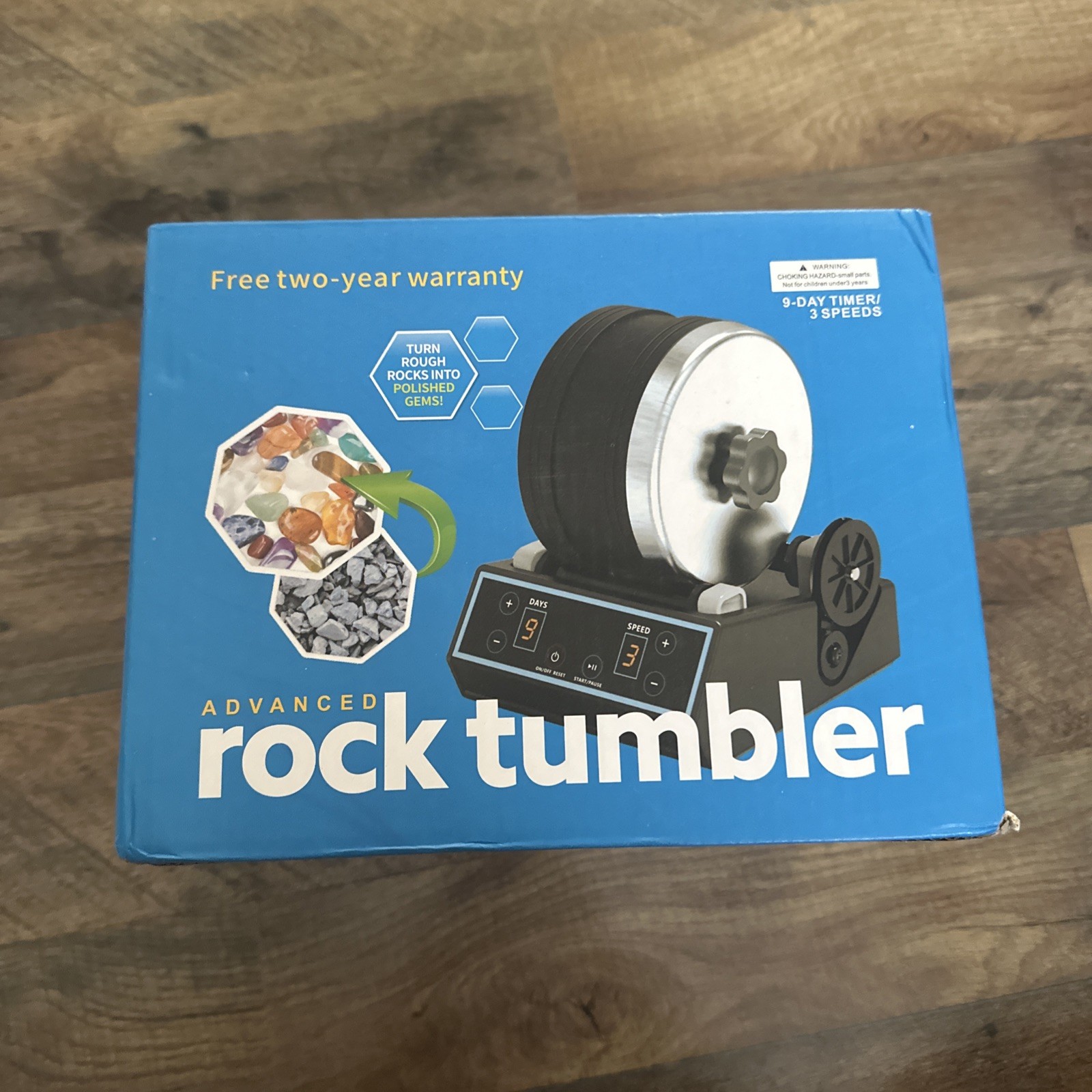 3.6LB Professional Rock Tumbler Kit, 3 Speed Settings & Digital 9-Day Timer, Rou