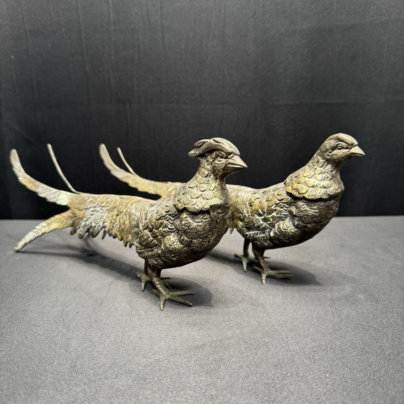 Pair Of Vintage Metal Pheasants Pair Of Vintage Metal Pheasants