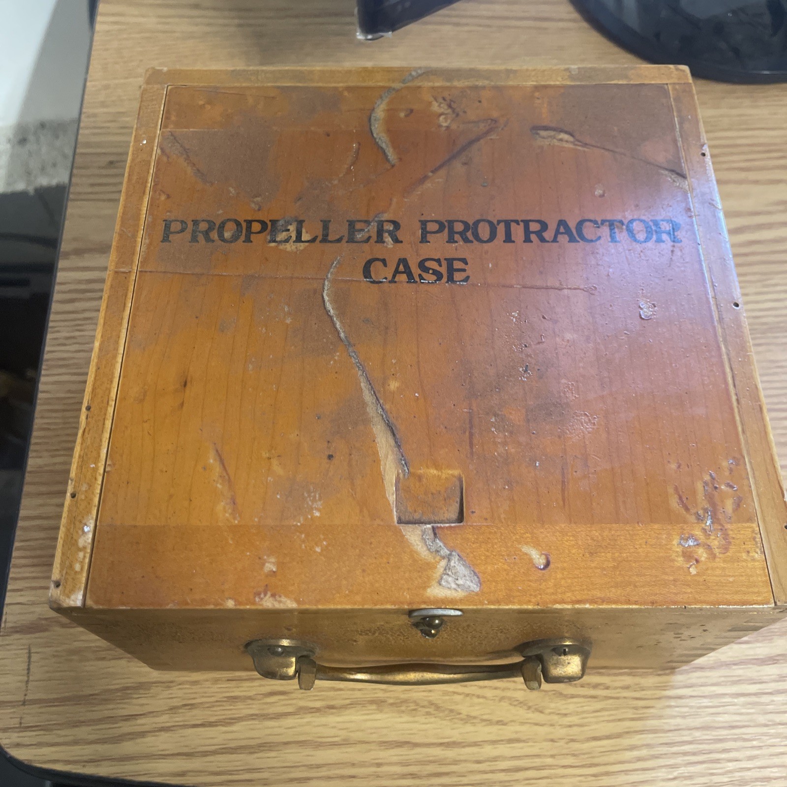 Vintage Military Aircraft Propeller Protractor 36D2844 w/ Wood Case